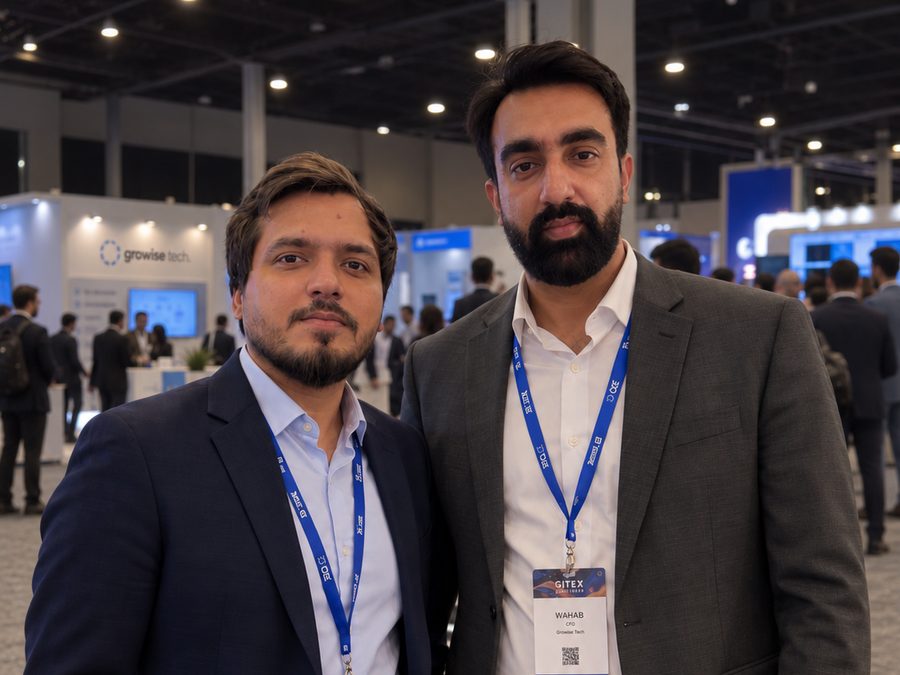 Two of the Growise Tech partners at a technology exhibition